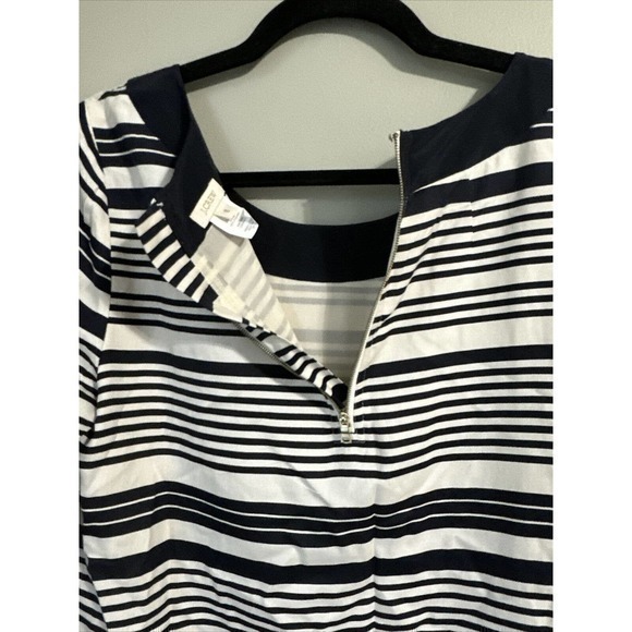 J.Crew Silk Twill Black Beige and Black Stripe Dress W/ Front Pockets, size 8 - Picture 10 of 15